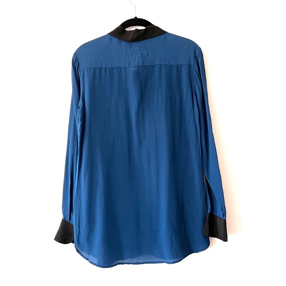 VS Moda International Blue Silk Button Down Blouse XS - Picture 2 of 6